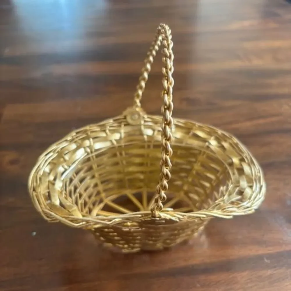 Vintage Gold Woven Wire Basket